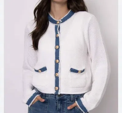 Rd Style Jazzlyn Long Sleeve Cardigan In Ivory Denim Combo In Multi