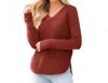 Rd Style Josslyn V Neck Sweater In Rust In Brown