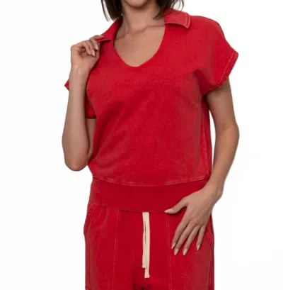Rd Style Kate French Terry Top In Cherry In Red