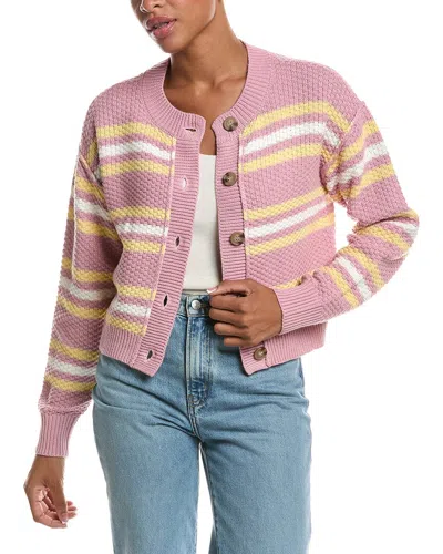 Rd Style Lavana Long Sleeve Crewneck Cardigan In Pink