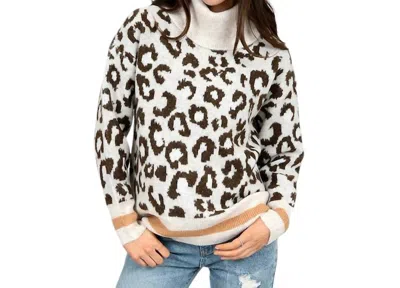 Rd Style Leopard Print Pullover With Trim In Beige