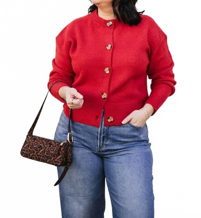 Rd Style Long Sleeve Cardigan In Red