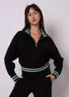 Rd Style Marilyn Stripe Half Zip Pullover Top In Black In Black