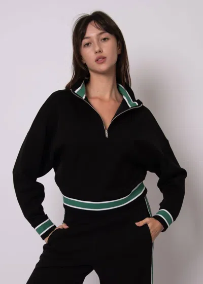 Rd Style Marilyn Stripe Half Zip Pullover Top In Black