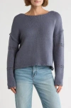 Rd Style Open Stitch Detail Sweater In Blue