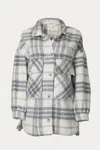 Rd Style Oversized Checked Shacket In Grey Cream In Gray