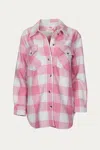 RD STYLE OVERSIZED CHECKED SHIRT JACKET IN BARBIE PINK