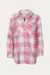 Rd Style Oversized Checked Shirt Jacket In Barbie Pink In Pink