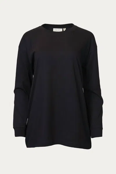 Rd Style Oversized Cotton-jersey T-shirt In Black In Blue