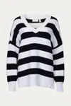 RD STYLE OVERSIZED OTTOMAN RUGBY STRIPED SWEATER IN BLACK/WHITE