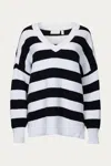 Rd Style Oversized Ottoman Rugby Striped Sweater In Black/white In White