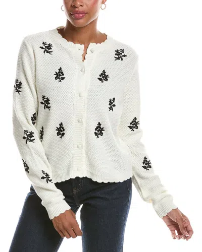 Rd Style Reen Long Sleeve Crewneck Cardigan In White