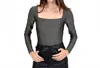 Rd Style Square Neck Long Sleeve Bodysuit In Grey In Gray