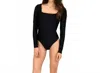 Rd Style Square Neck Long Sleeve Bodysuit In Onyx In Black