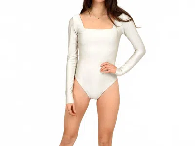 Rd Style Square Neck Long Sleeve Bodysuit In Pearl In White