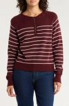 Rd Style Stripe Cotton Blend Henley Sweater In Animal Print