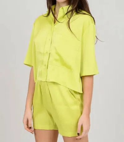 Rd Style Suzy Satin Top In Sunny Lime In Green