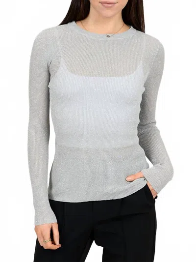 Rd Style Ulani Long Sleeve Sparkle Top In Grey Silver In Gray