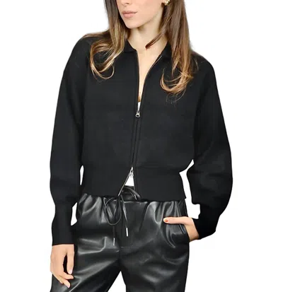 Rd Style Wamika Long Sleeve Shirt Neck Cardigan In Black
