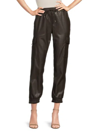 Rd Style Women's Blair Faux Leather Joggers In Dark Brown