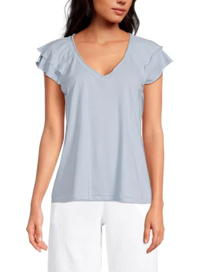 Rd Style Women's Flutter Sleeve Tee In Bluebell