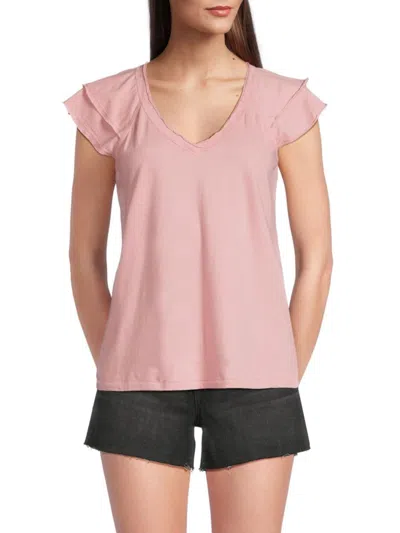 Rd Style Women's Flutter Sleeve Tee In White