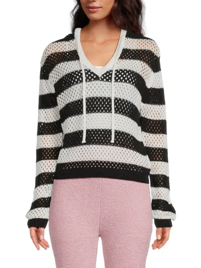 Rd Style Women's Geneva Striped Hoodie In White Black