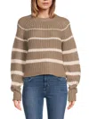 Rd Style Women's Hifza Striped Knit Sweater In Taupe White