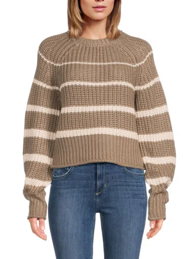 Rd Style Women's Hifza Striped Knit Sweater In Taupe White