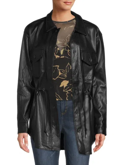 Rd Style Women's Leighton Faux Leather Shirt Jacket In Black