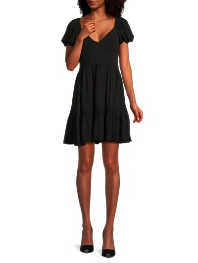 Rd Style Women's Puff Sleeve Mini Dress In Black