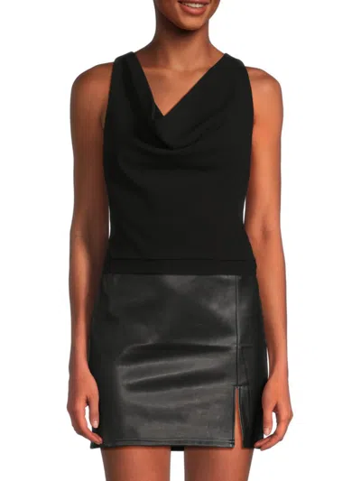 Rd Style Women's Second Skin Calinati Cowlneck Crop Top In Black