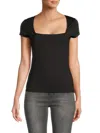Rd Style Women's Second Skin Squareneck Knit Top In Black