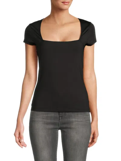 Rd Style Women's Second Skin Squareneck Knit Top In Black
