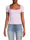 Rd Style Women's Second Skin Stacy Squareneck Top In Lilac