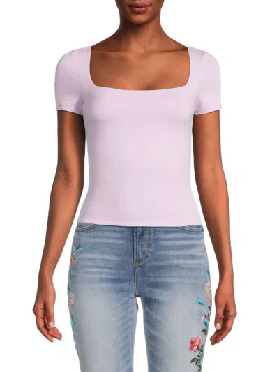 Rd Style Women's Second Skin Stacy Squareneck Top In Lilac