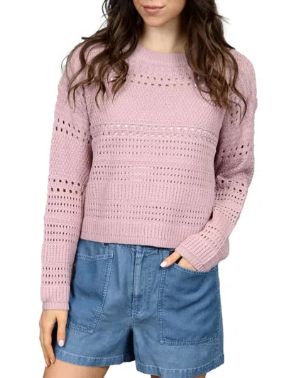 Rd Style Women's Talulla Pointelle Crewneck Sweater In Wood Rose