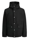 R.d.d. By Jack Jones Hooded Buttoned Jacket In Black