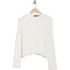 Rdi Cable Knit Crop Polo Sweater In White
