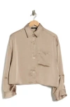 Rdi Crop Button-up Shirt In Neutral