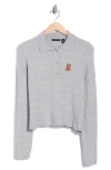 Rdi Embroidered Teddy Polo Sweater In Gray