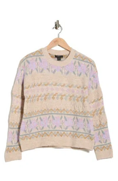 Rdi Fair Isle Crewneck Sweater In Brown