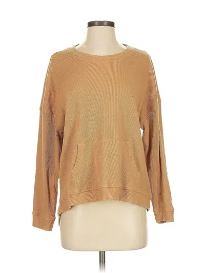 Pre-owned Rdi Long Sleeve Top Tan Boatneck Tops In Brown