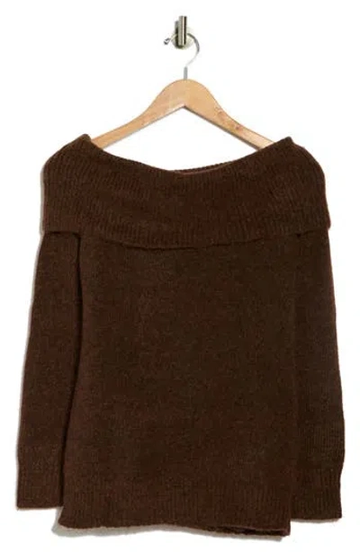 Rdi Marylyn Off The Shoulder Sweater In Brown