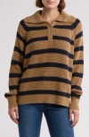Rdi Snap Placket Pullover In Camel/dark Storm