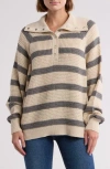 Rdi Snap Placket Pullover In White Beach/grey Denim