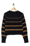 Rdi Stripe Raglan Sleeve Sweater In Dark Storm/camel