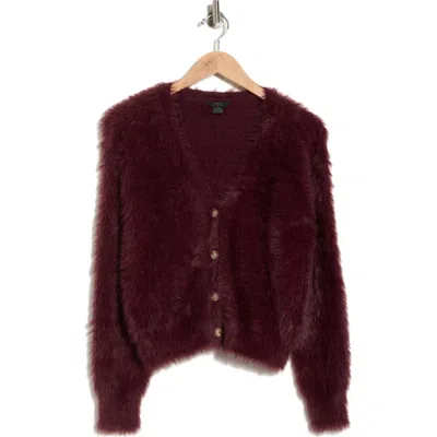 Rdi V-neck Faux Fur Cagan In Burgundy