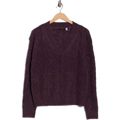 Rdi V-neck Pointelle Sweater In Purple