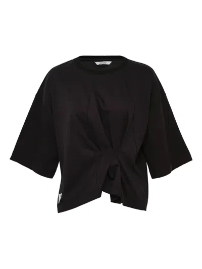 Re Code Gathered-detail T-shirt In Black